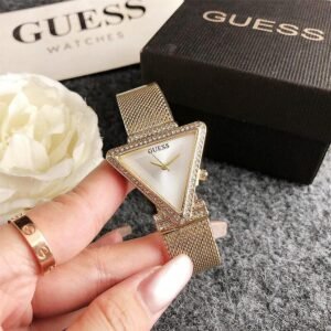 GUESS Reloj analógico de malla triangular